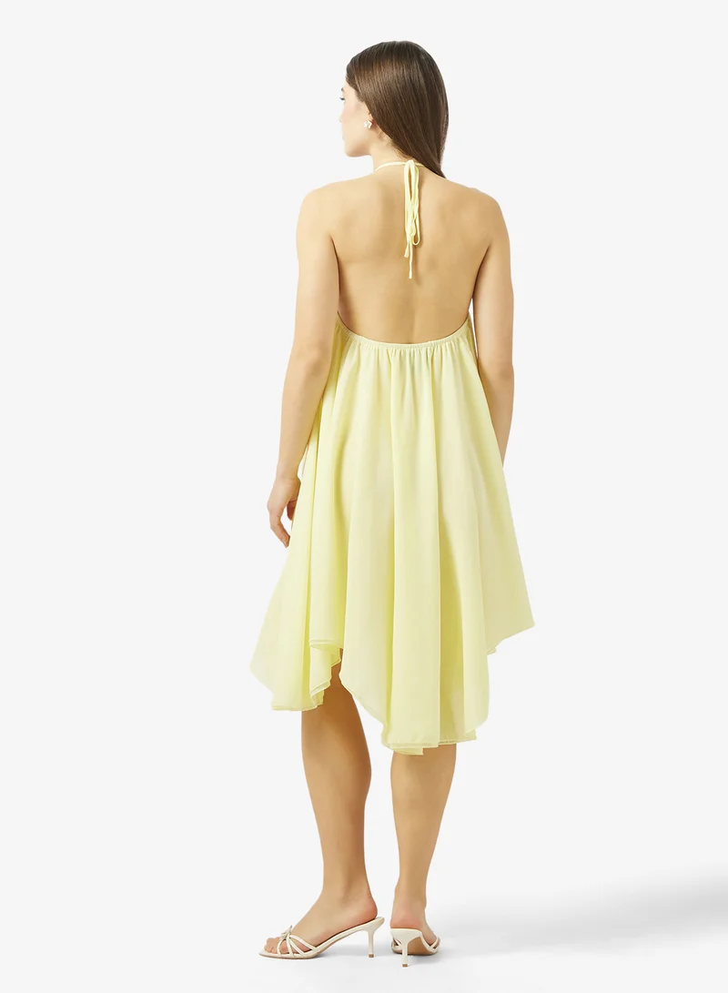 Ginger Halter Neck A Line Pleated Dress